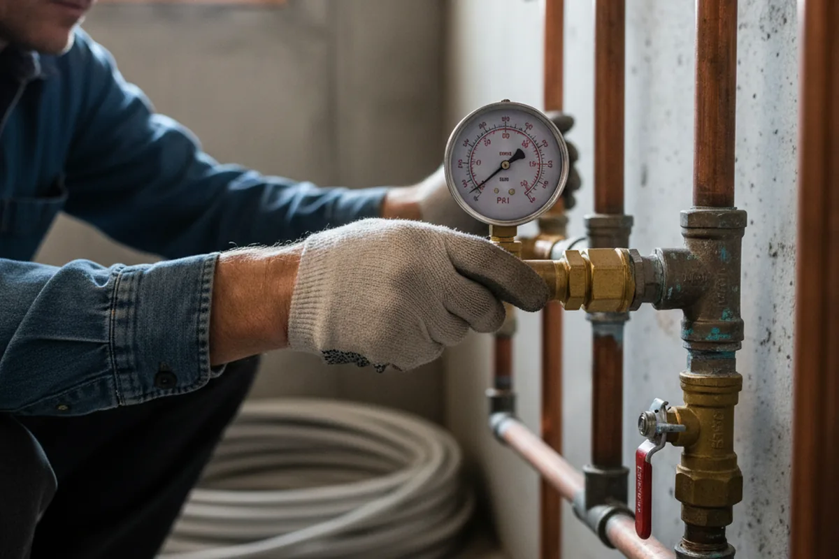 Pressure testing a repaired line during Water Line Repair in Jobstown